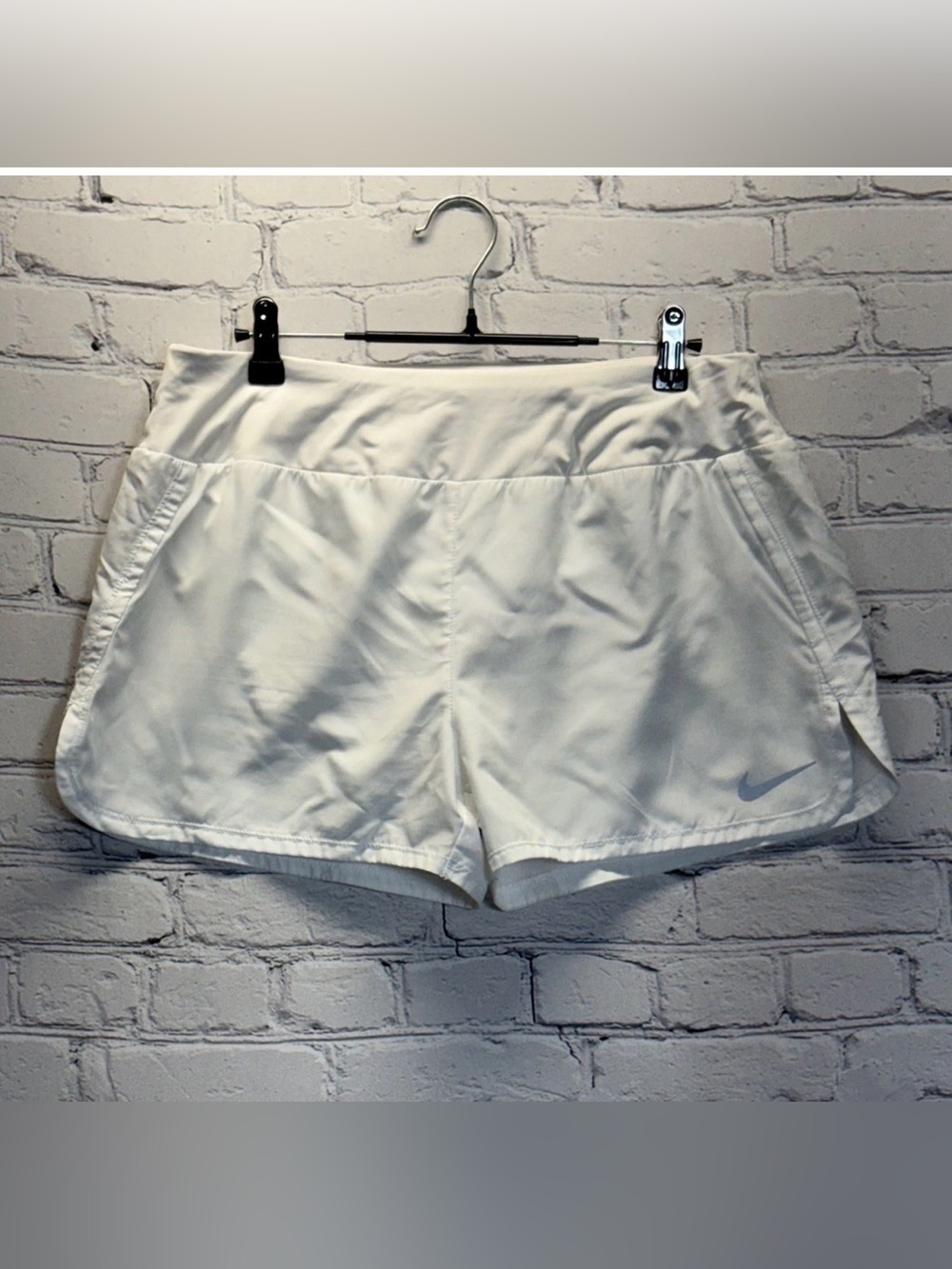 Nike Dri-FIT Running Shorts Womens White Reflective Swoosh  Size L